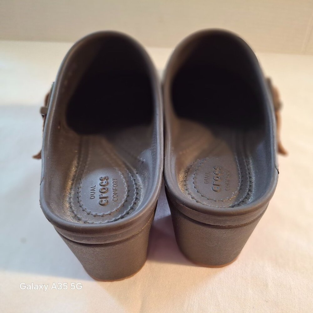 CROCS Brown and Tan Women's Clog Mules - Picture 5 of 8